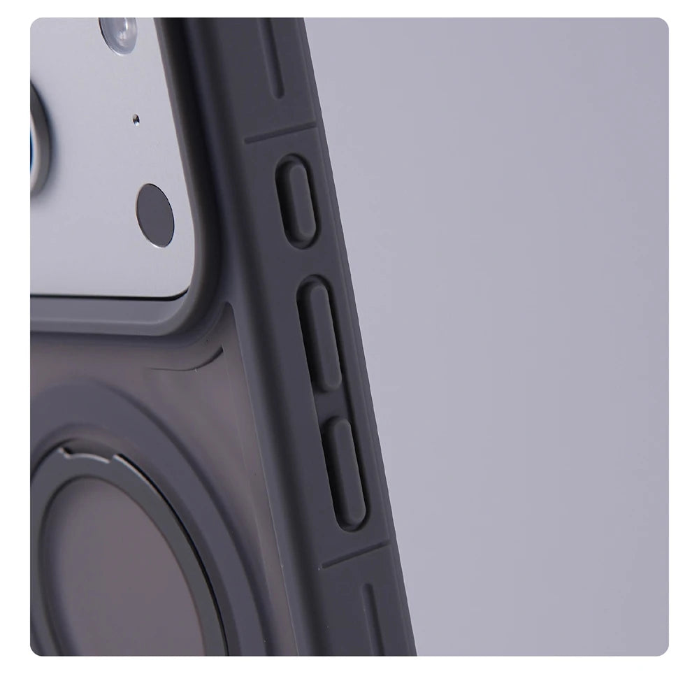 Capa amortecedora com suporte magnético translúcido fosco para iPhone 17 Pro Max Air 16 15 14 Plus 13 12 para Magsafe Capa de carga sem fio