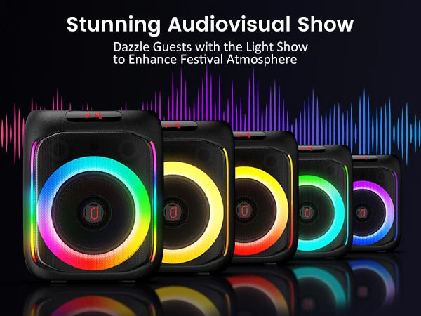 Máquina de karaokê FanFun com 2 microfones, alto-falante Bluetooth portátil com luz RGB, sistema de karaokê para festa em casa de karaokê