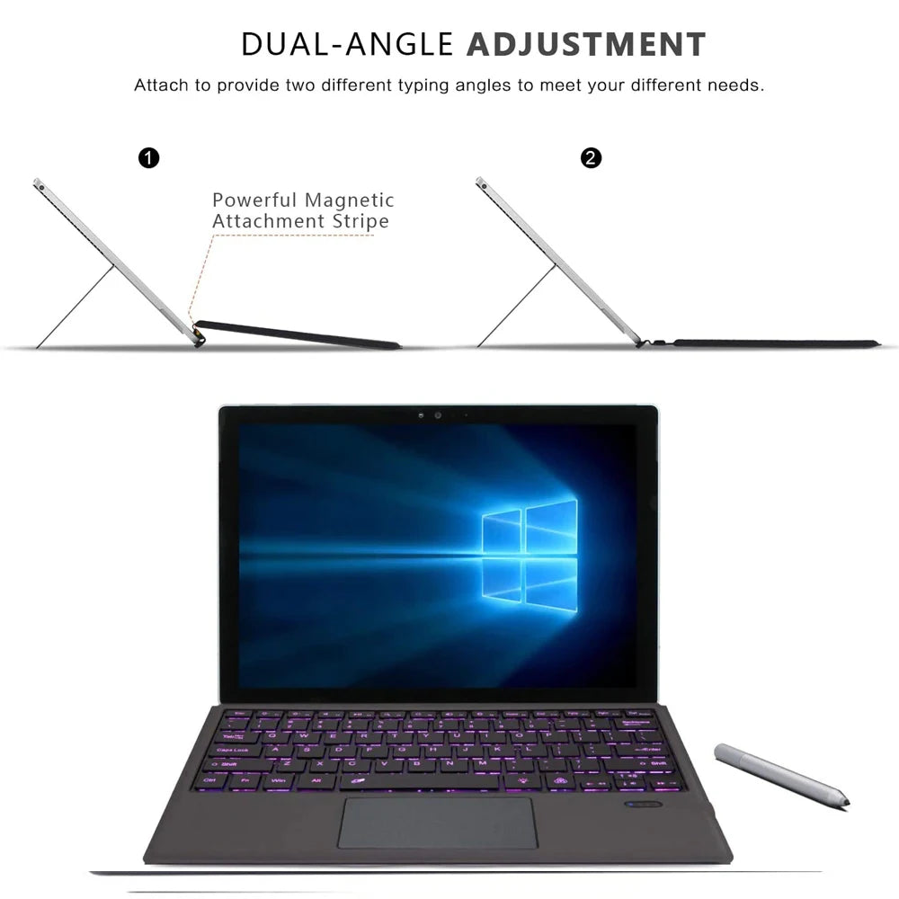 Teclado Bluetooth Retroiluminado para Microsoft Surface Pro 3 4 5 6 7 7+/Microsoft Surface Pro 8 9 10 11 X 13inch, Teclado Trackpad Teclado Sem Fio,Teclado português