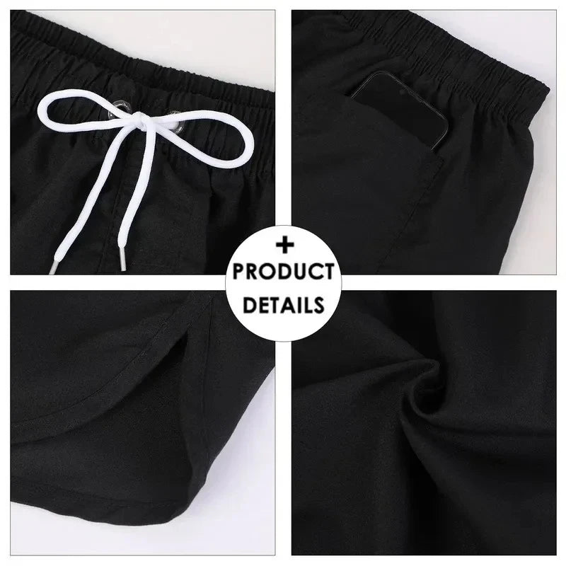 Calções de verão dos homens de secagem rápida calções de banho respirável net secagem rápida surf praia calças de fitness dos homens calções de cintura elástica