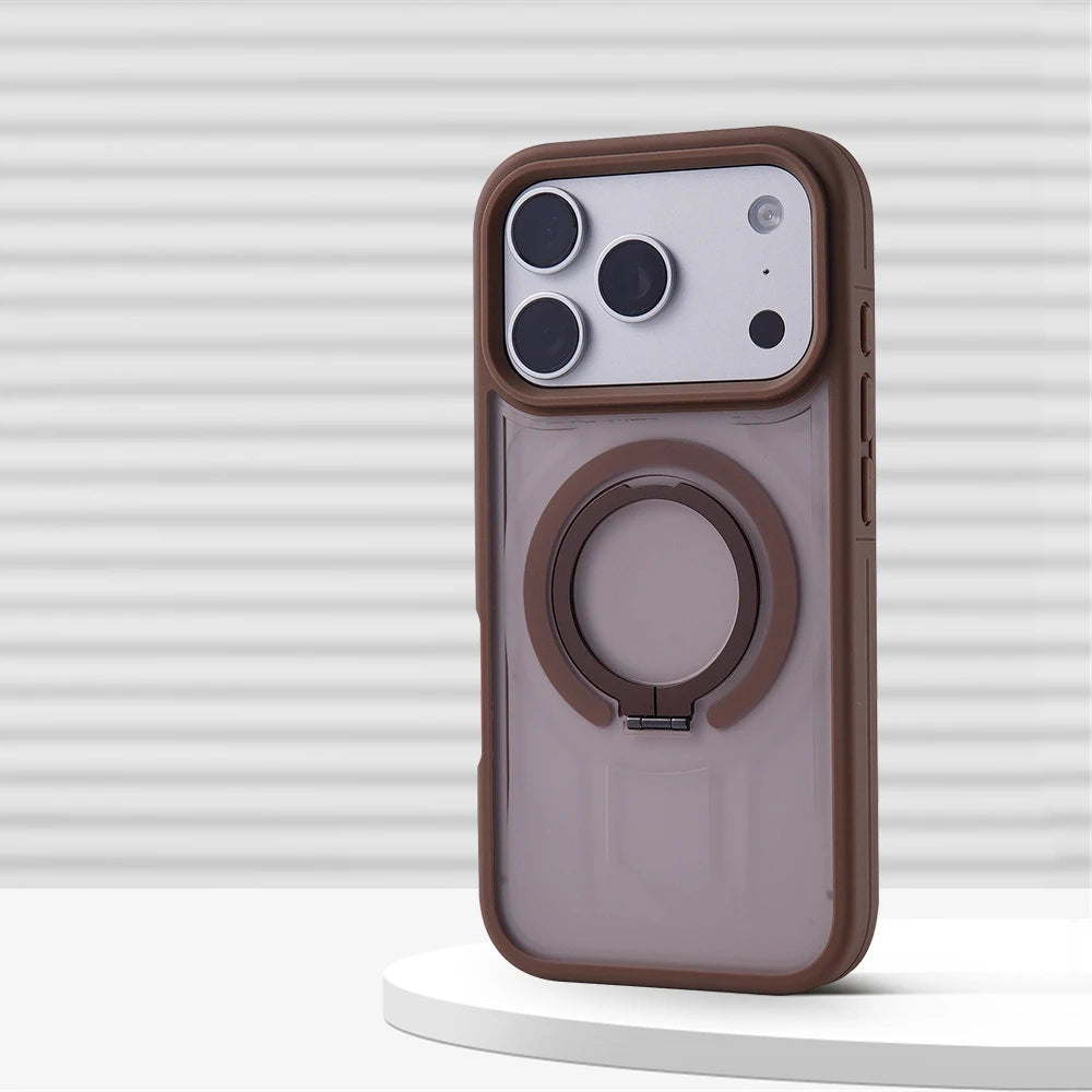 Capa de Telefone Luxuosa com Suporte Magnético Fosco para iPhone 17 Pro Max Air 16 15 14 13 12 Plus para Magsafe, Capa Protetora à Prova de Choque