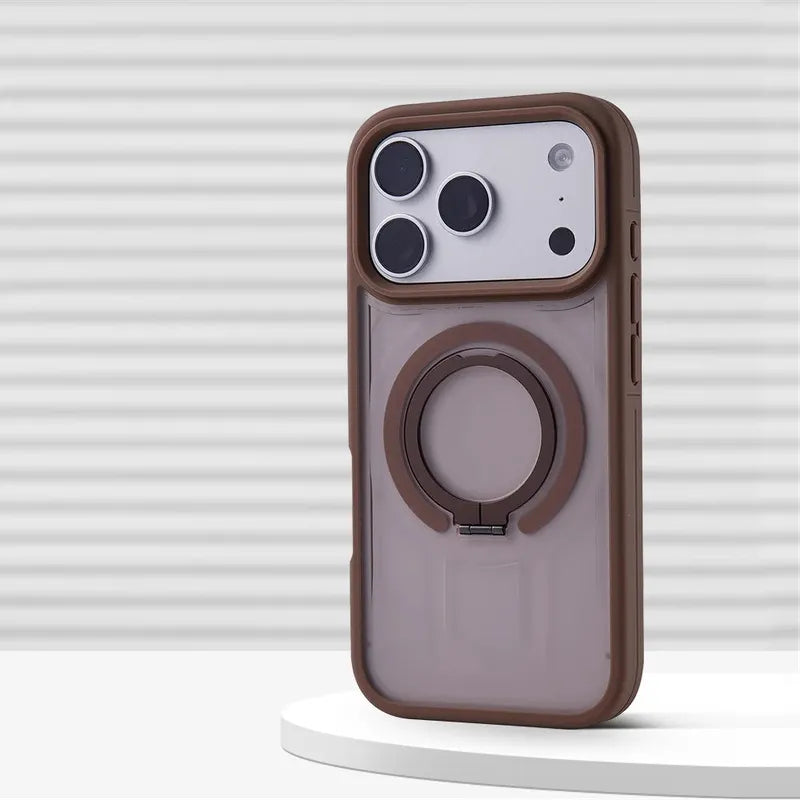 Luxury Matte Magnetic Ring Stand Phone Case for iPhone 17 Pro Max Air 16 15 14 13 12 Plus For Magsafe Shockproof Bumper Cover
