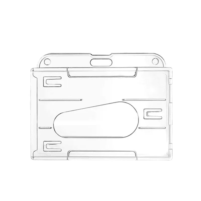 1pc titular do crachá duplo vertical 2 titular do crachá do cartão com slots de polegar duro transparente caso protetor com crachá retrátil