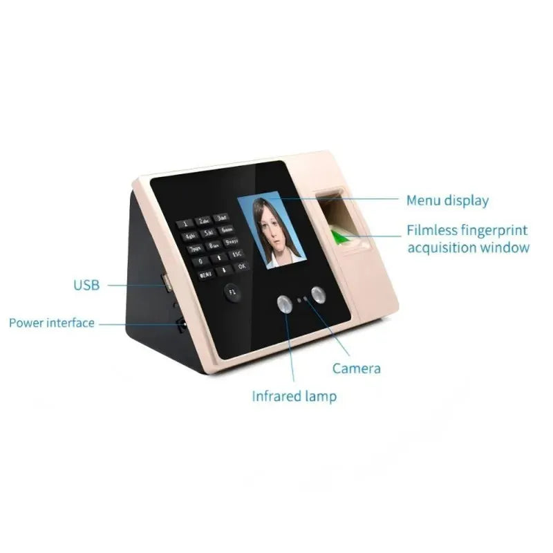Facial Attendance Fingerprint Recognition Password Unlock Voice Prompt No Software UDisk FAT32 Format Direct Export EXCEL Report