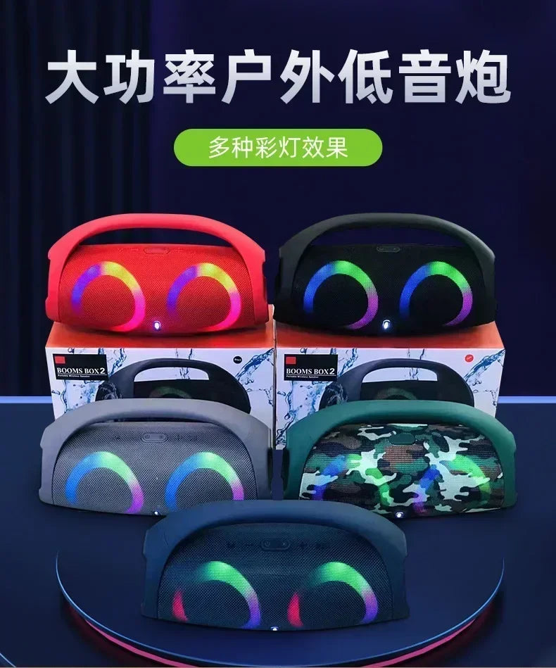 Alta fidelidade sem fio bluetooth alto-falante portátil à prova dwaterproof água coluna de som alta potência estéreo surround rgb subwoofer caixa de som tws/usb