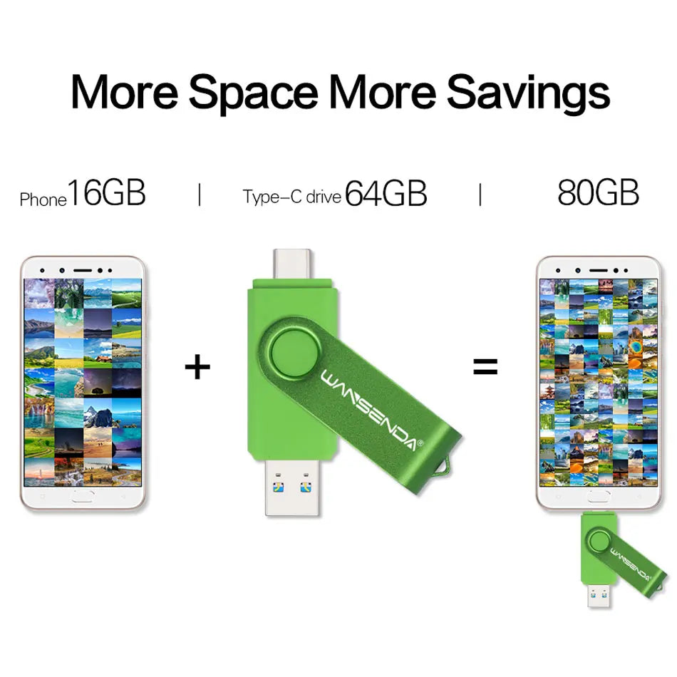 Novo wansenda usb 3.0 tipo c usb flash drive otg pen drive 512gb 256gb 128gb 64gb 32gb 16gb usb vara 2 em 1 pendrive de alta velocidade