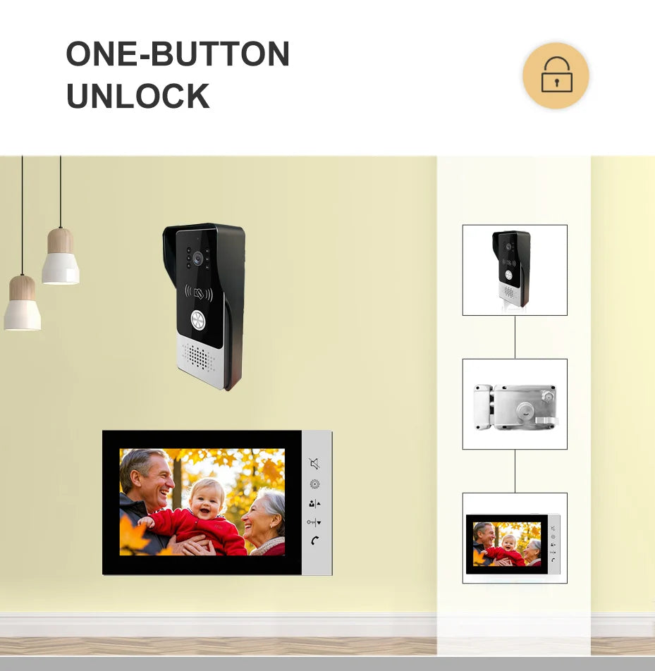 Mirixi 7 Polegada sistema de intercomunicação telefone vídeo porta rfid campainha com câmera desbloquear conversa visão noturna hd para villa apartamento