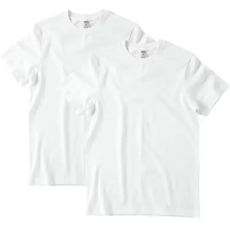 2 pçs cor sólida camiseta 100% algodão masculino feminino branco o-pescoço solto de manga curta modelos básicos all-match camiseta casal topos preto