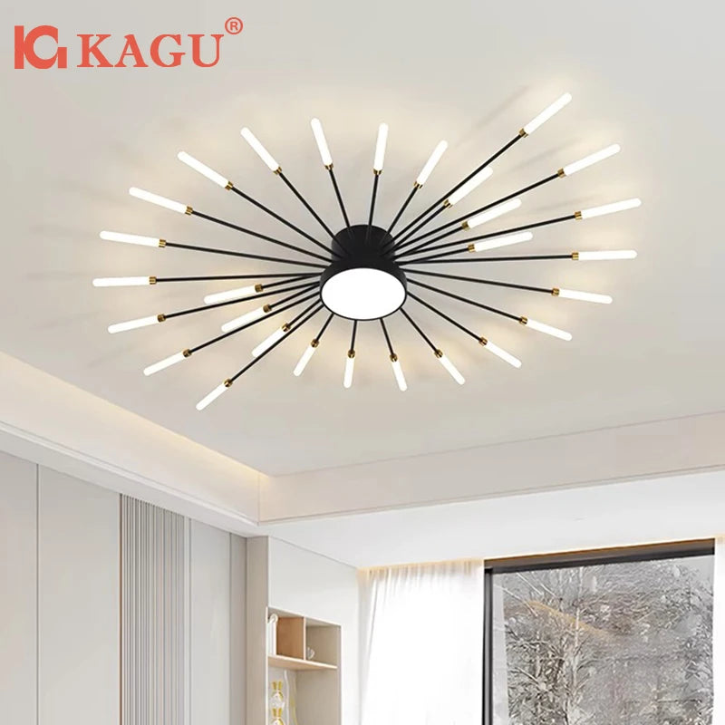 Kagu luzes de teto modernas led lustre iluminação interna para quarto hall sala de estar quarto infantil lâmpadas acrílicas quadro de fixação 175-260v