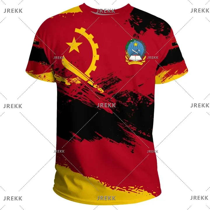 Angola bandeira mapa impressão 3d t camisa para roupas masculinas emblema nacional esporte camisa dashiki festival presente feminino tshirt crianças streetwear