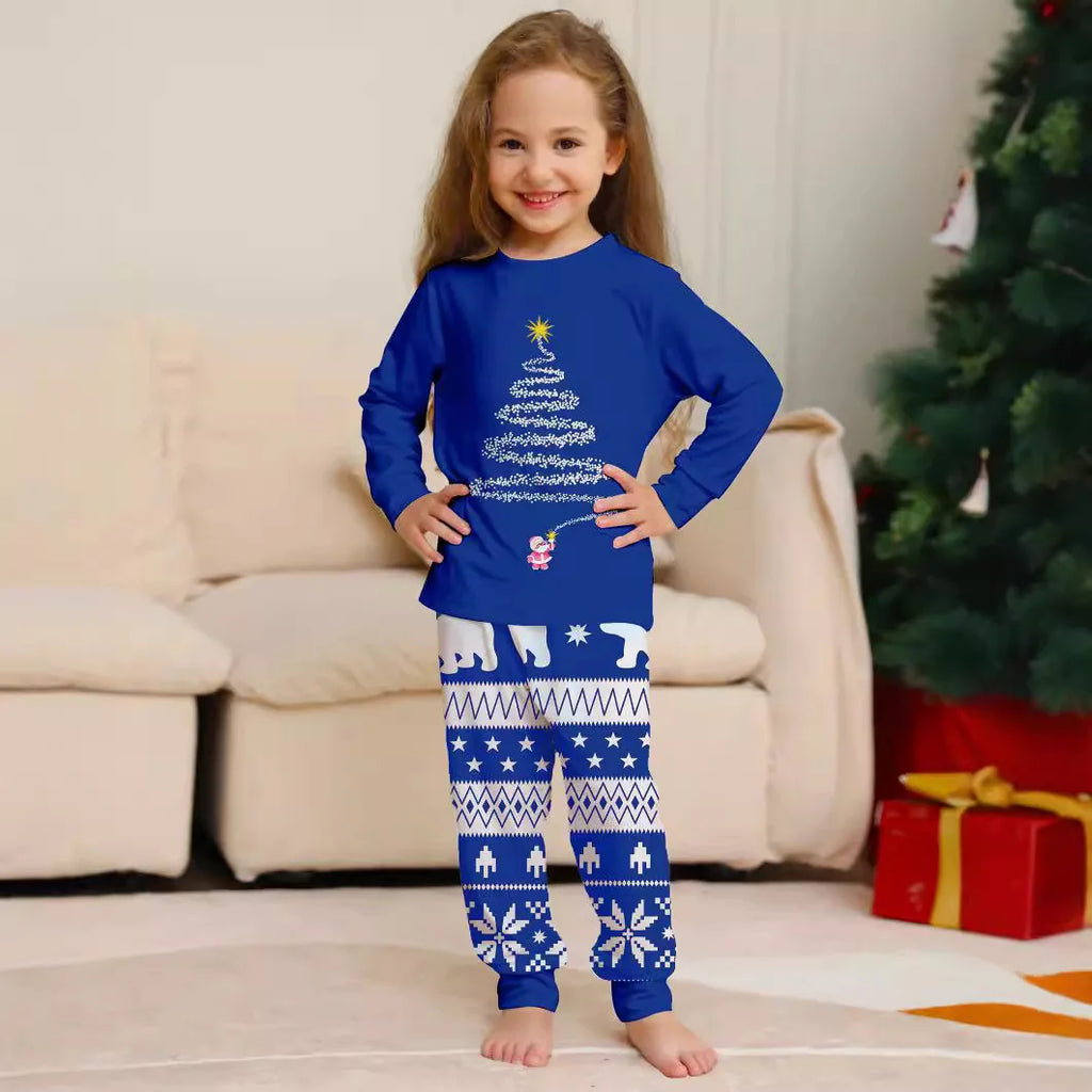 Conjunto de pijamas e calças de Natal, nova estampa, estrela, padrão completo, pai, mãe, filhos e cachorro, roupa doméstica, 2 peças, 2024