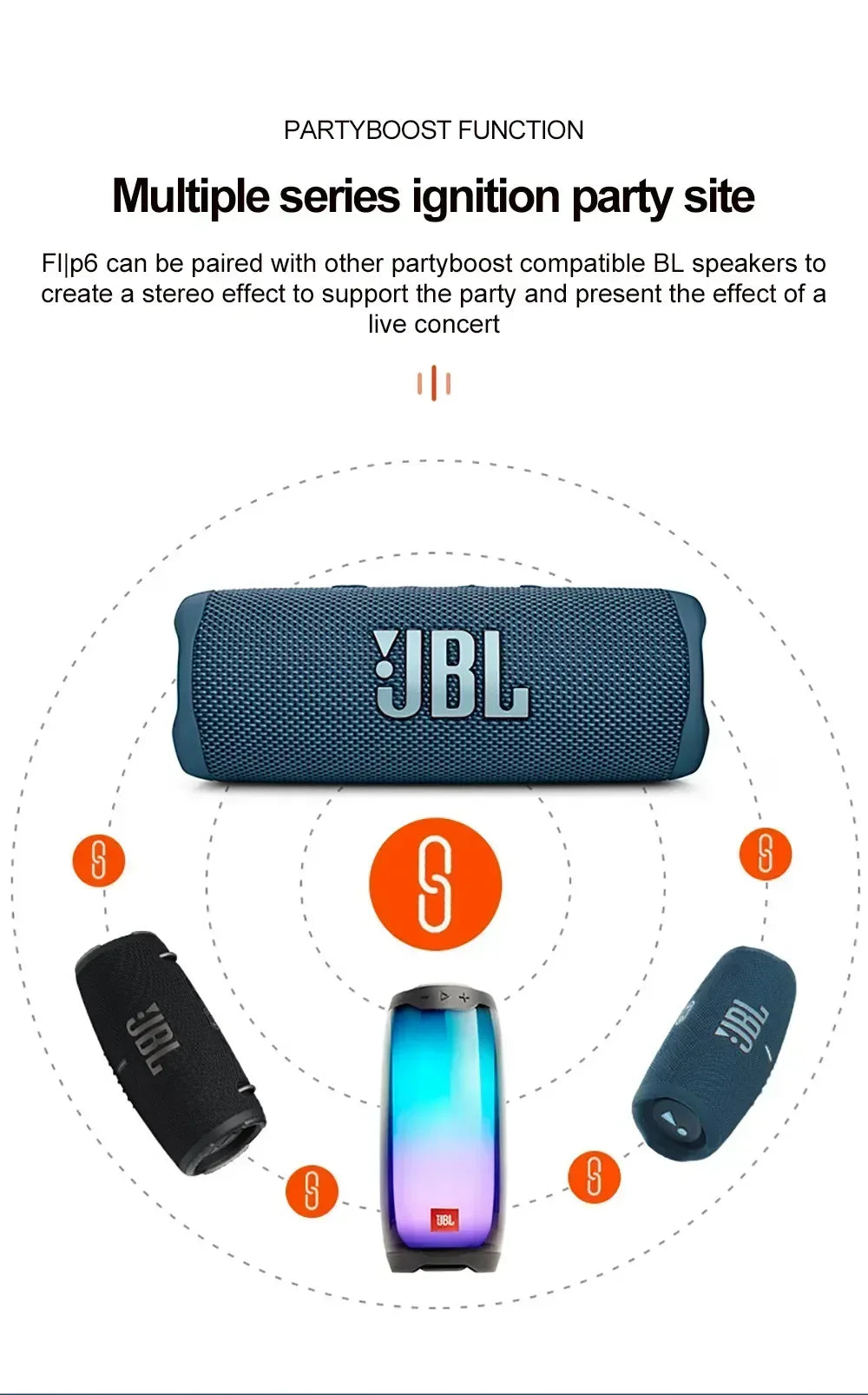 Original jbl flip 6 sem fio bluetooth alto-falante portátil ipx7 à prova dwaterproof água ao ar livre estéreo baixo música faixa com tweeter independente
