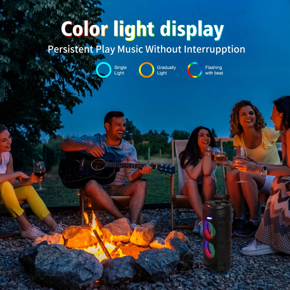 Portátil karaokê bluetooth 5.0 alto-falante colorido led luz soundbar coluna subwoofer sem fio alta fidelidade boombox para casa festa ao ar livre