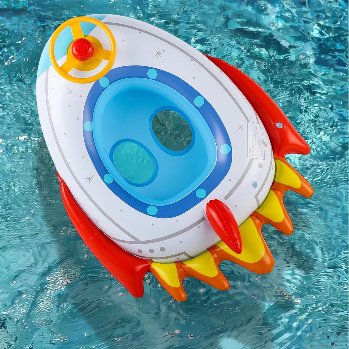 Anel de assento inflável engrossado em forma de foguete, 1 peça com volante, flutuador nas axilas de verão para festas na piscina e na praia