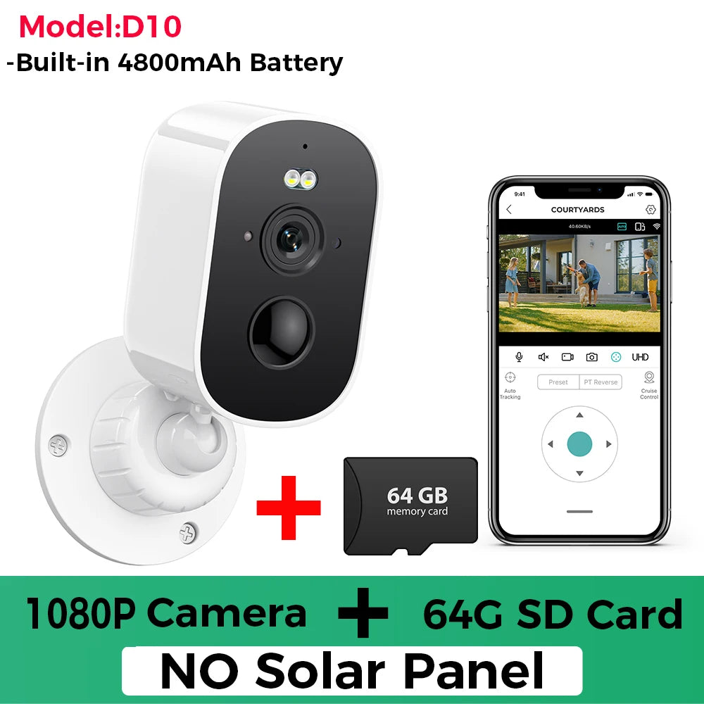 1080p wifi câmera solar ao ar livre sem fio alimentado por bateria bala câmera de segurança pir alarme movimento armazenamento em nuvem áudio em dois sentidos
