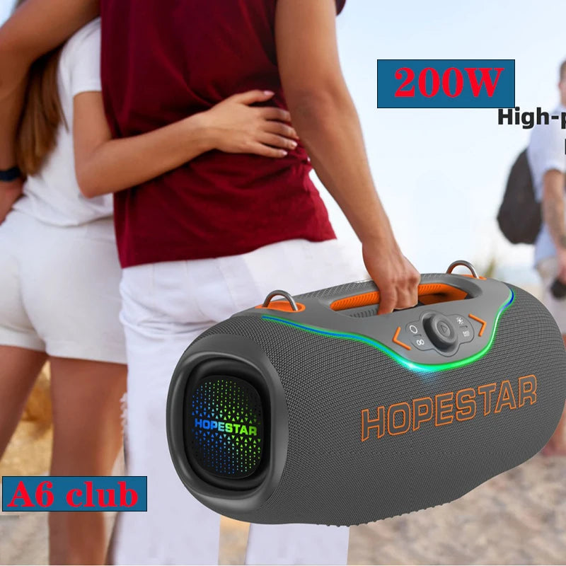 HOPESTAR A6 CLUB Alto-falante Bluetooth Super Bass 200W - Emparelhamento TWS de última geração, IPX6 à prova d'água, sistema de áudio portátil para festas ao ar livre