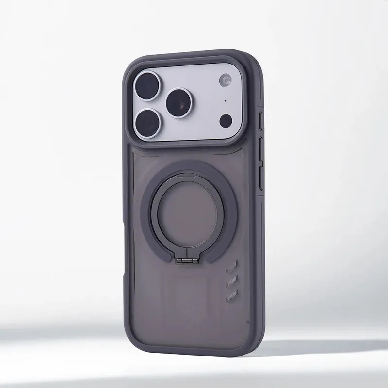 Matte Translucent Magnetic Holder Bumper Case for iPhone 17 Pro Max Air 16 15 14 Plus 13 12 For Magsafe Wireless Charge Cover