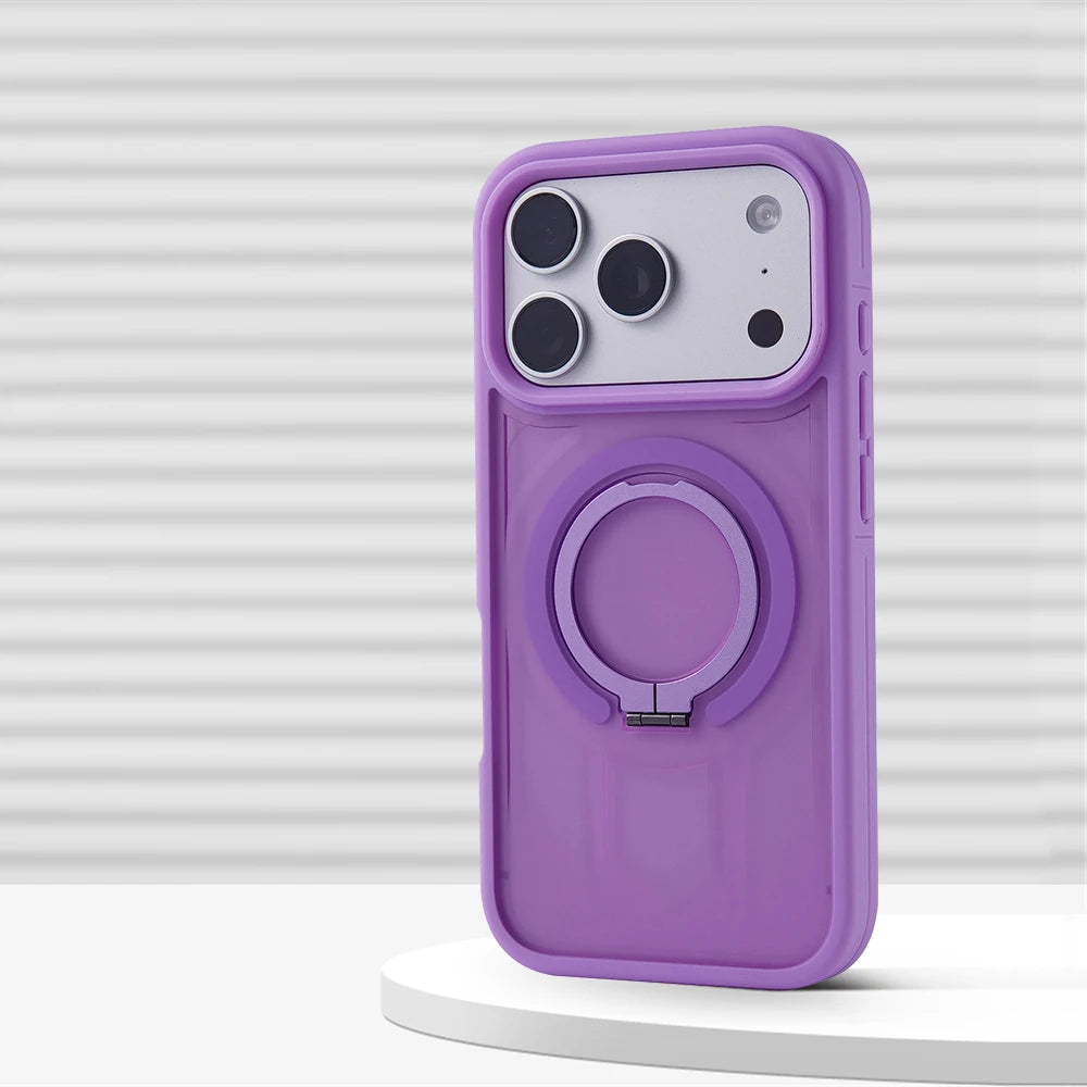 Capa de Telefone Luxuosa com Suporte Magnético Fosco para iPhone 17 Pro Max Air 16 15 14 13 12 Plus para Magsafe, Capa Protetora à Prova de Choque