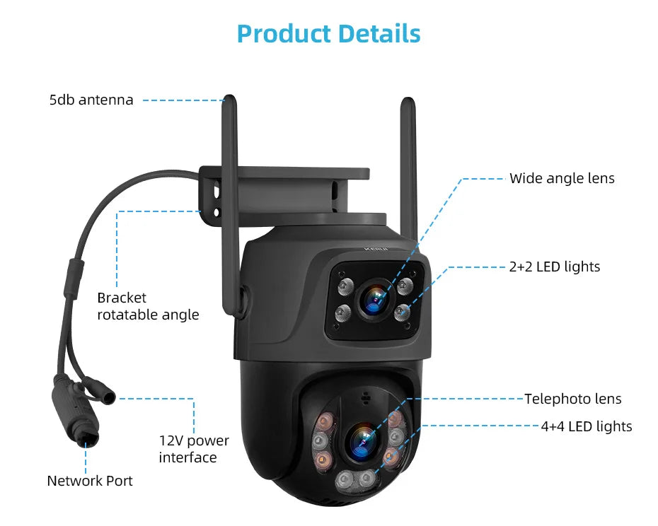 Kerui sem fio 6mp lente dupla wifi câmera ip 8ch nvr tela lcd de 7 polegadas gravador de vídeo sistema de câmera de segurança em casa vigilância