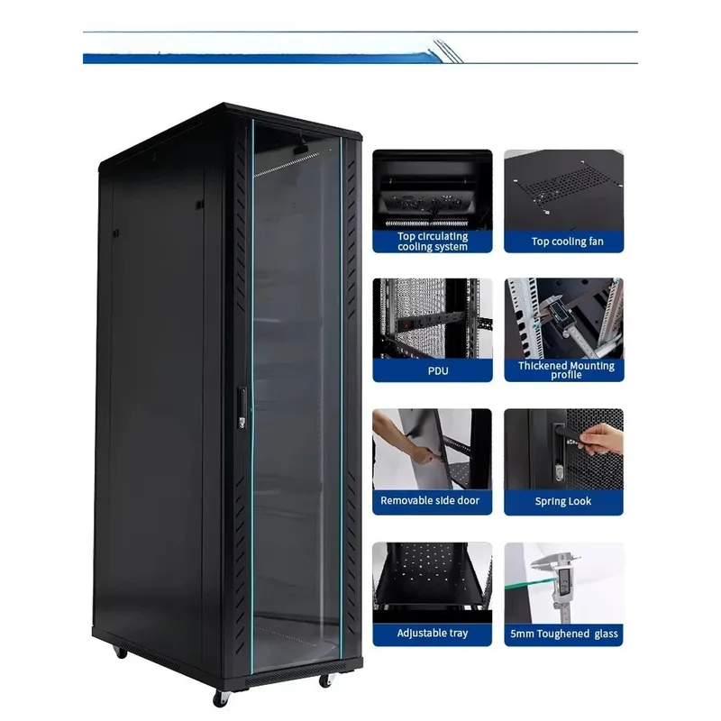 Mobile vertical floor stand 18u 22u 32u 36u network cabinet carriage 19 inch 42u server rack with cooling
