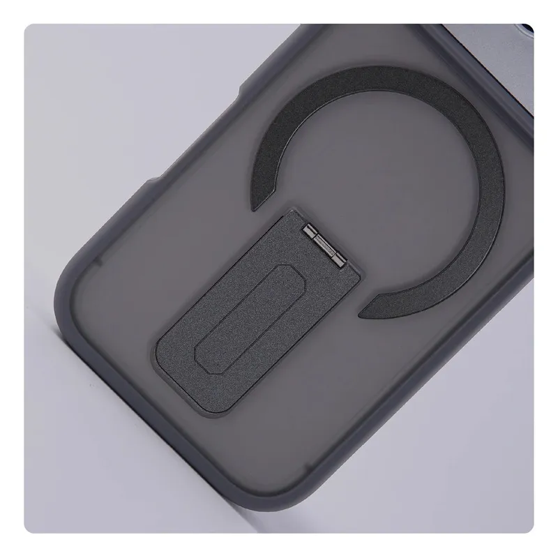Luxury Matte Translucent Holder Magnetic Case for IPhone 17 Pro Max Air 16 15 Plus 14 13 12 For Magsafe Bumper Shockproof Cover