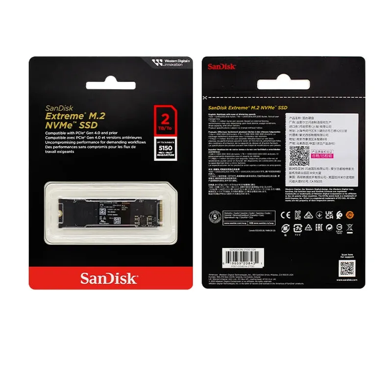 SanDisk Extreme M.2 2280 NVMe PCIe Gen 4.0 SSD Read speed Up to 5150MB/s 2TB 1TB 500GB Internal Solid State Drive For laptops PC