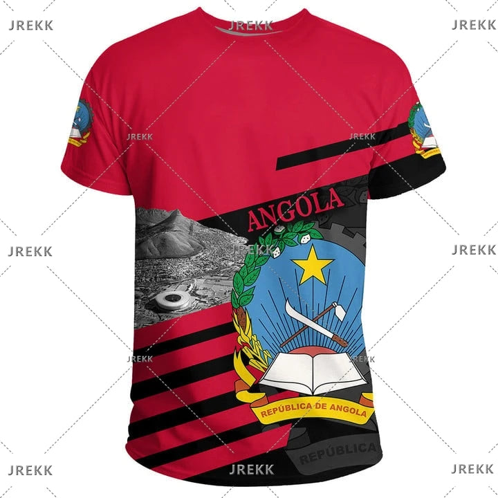 Angola bandeira mapa impressão 3d t camisa para roupas masculinas emblema nacional esporte camisa dashiki festival presente feminino tshirt crianças streetwear
