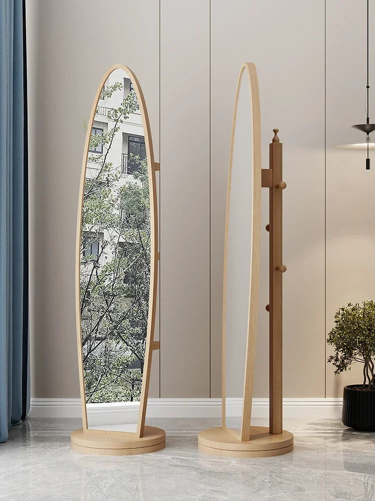 Espelho integrado de corpo inteiro para vestir, espelho de piso, espelho integrado para uso doméstico, sala de estar, móvel e rotativo, cabide grande