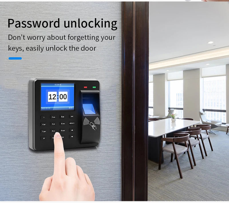 125khz rfid biométrico impressão digital comparecimento do tempo relógio gravador reconhecimento de funcionário verificar em tempo gravação porta controle acesso