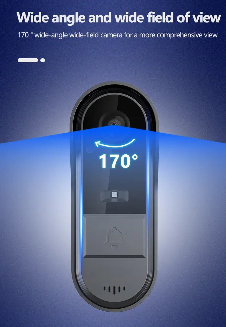 Campainha sem fio wi-fi, câmera 1080p, vídeo porteiro, à prova d'água, tela ips de 4,3 polegadas, segurança doméstica, campainha da porta, visão noturna ir