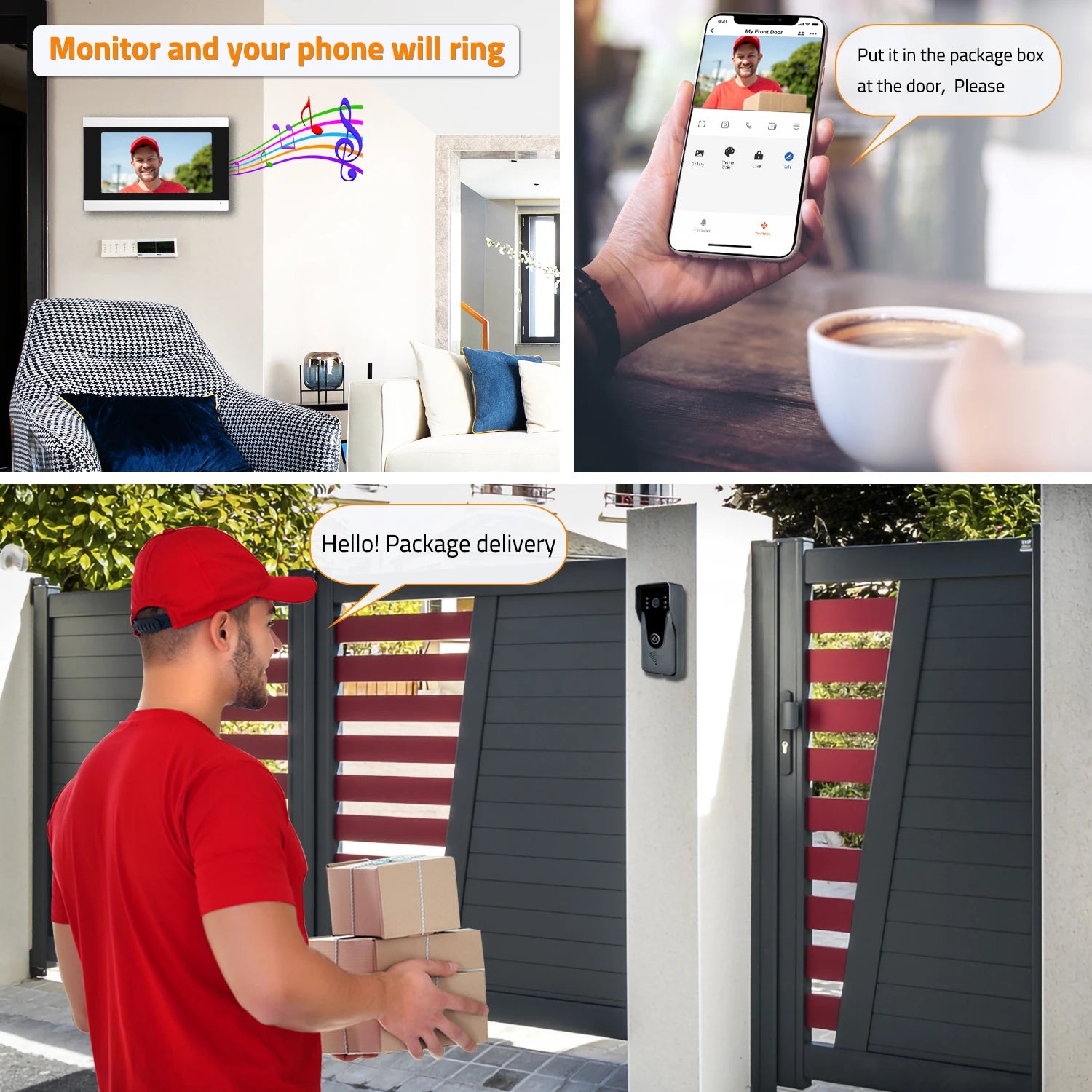 Sistema de intercomunicação de vídeo wi-fi sem fio, campainha de vídeo inteligente 1080p para casa, tela sensível ao toque, cartão 32g, áudio bidirecional, aplicativo tuya, desbloqueio de 4 fios