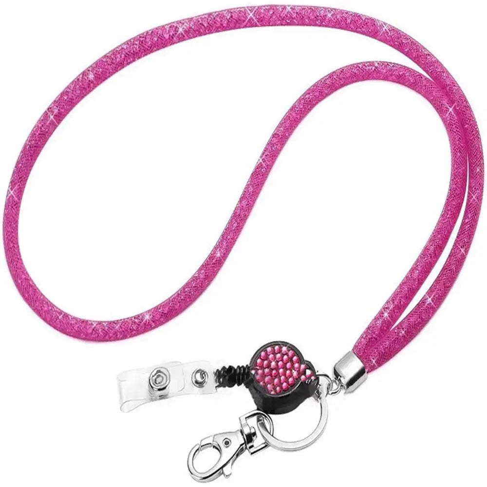 1 pçs strass crachá titular id cordão cristal colar cinta crachá titular do cartão retrátil pendurado corda cartão de trabalho atacado