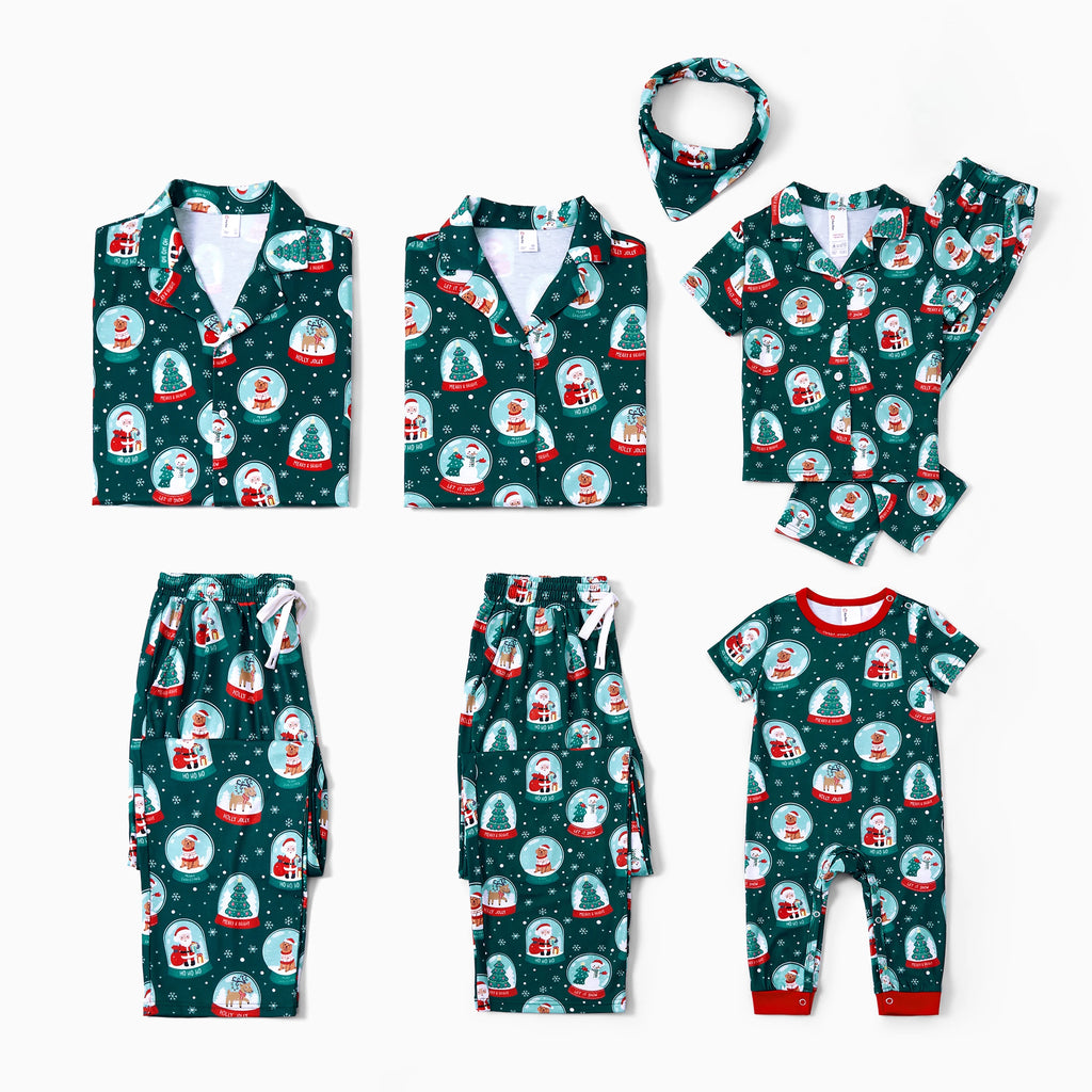 Conjunto de pijamas familiares combinando de Natal PatPat Papai Noel com estampa temática de Natal PJS