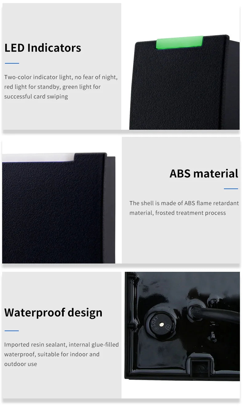 Dispositivo de cartão de leitura rfhid rs232, durável, à prova d'água, rfid, 125khz, baixa frequência, wiegand26 ~ 37bit, rs485, hidrs232, comunicação de nível ttl