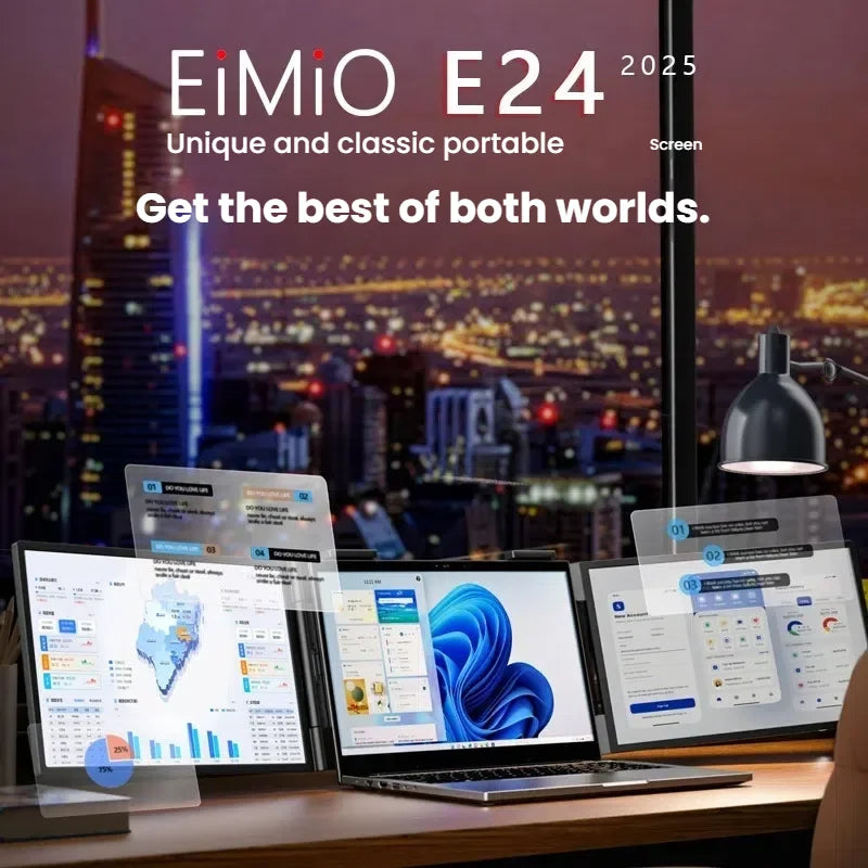 "Monitor portátil de tela dupla de 14 polegadas – Extensor de laptop Plug & Play, display secundário para configuração de tela dupla/tripla"