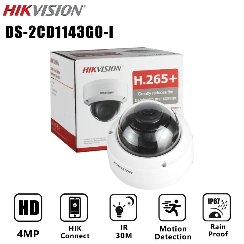 Hikvision original DS-2CD1143G0-I 4mp câmera ip poe outdoot ip67 e ik10 visão noturna 30m hik-connect app câmera de vigilância