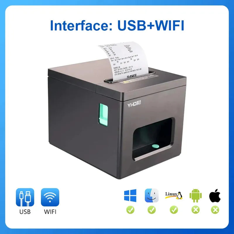 YHD-8390 Thermal Printer,80mm USB/USB+LAN/USB+BT/USB+BT+LAN+WIFI/USB+WIFI ESC/POS Printer, Compatible with Windows/Linux/MAC OS