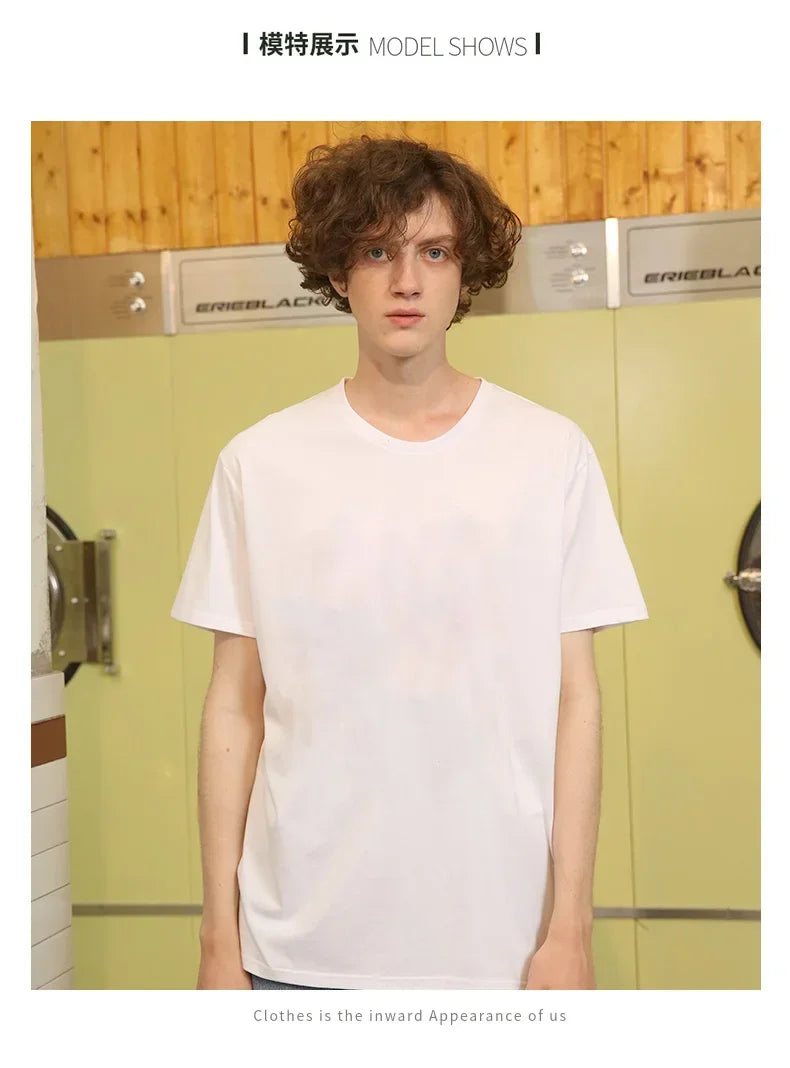 100% algodão sólido tshirts dos homens de manga curta moda marca tendência branco preto roupas t mulher produtos personalizados verão