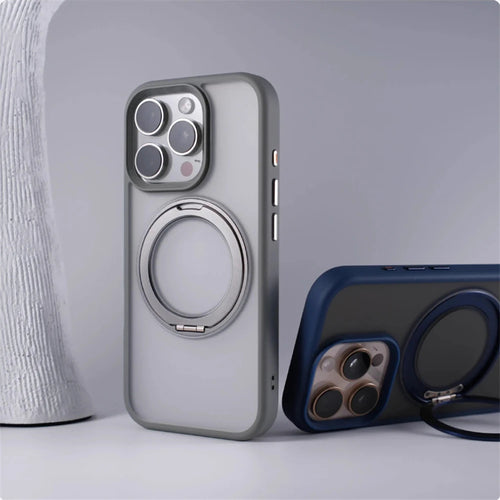360 °   Rotação de metal anel titular magnético pára-choques caso para iphone 16 pro max 15 14 13 para magsafe carga sem fio capa à prova de choque