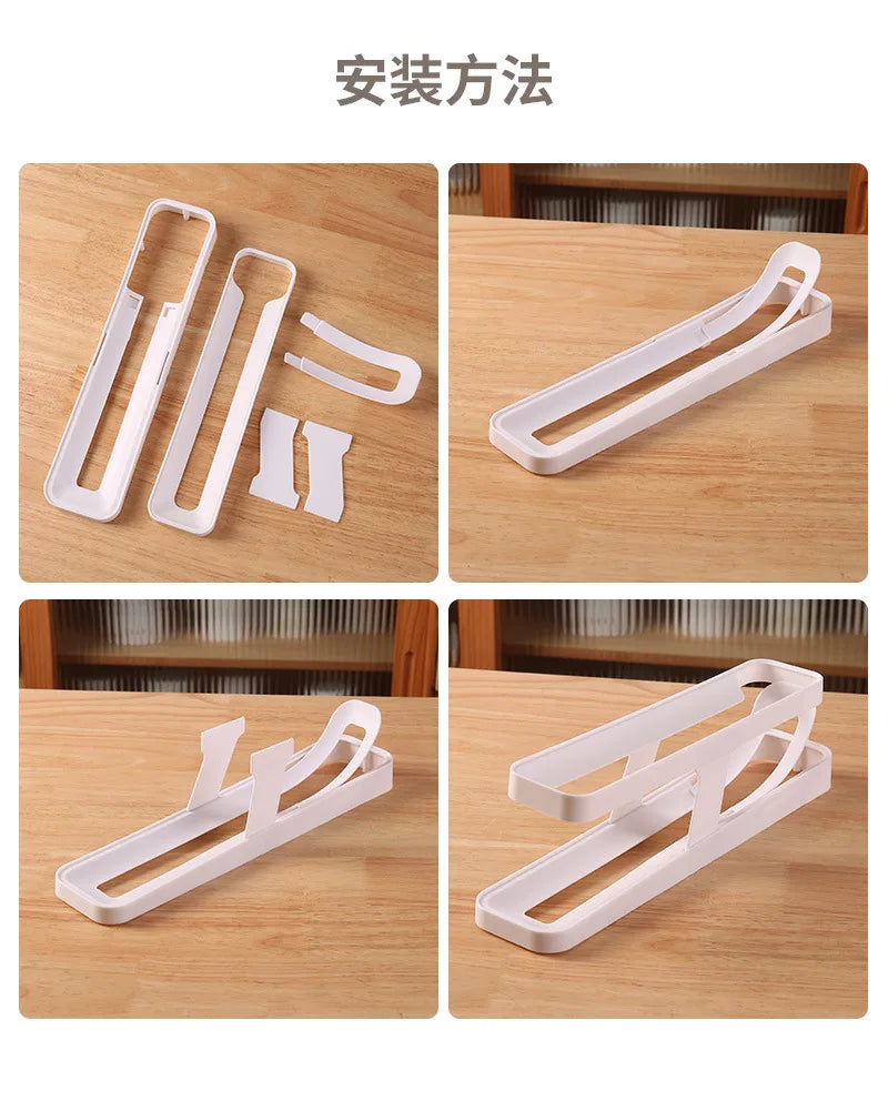 Bilayer geladeira caixa de armazenamento de ovos rolamento automático titular rack escada estilo geladeira ovos dispensador organizador titular