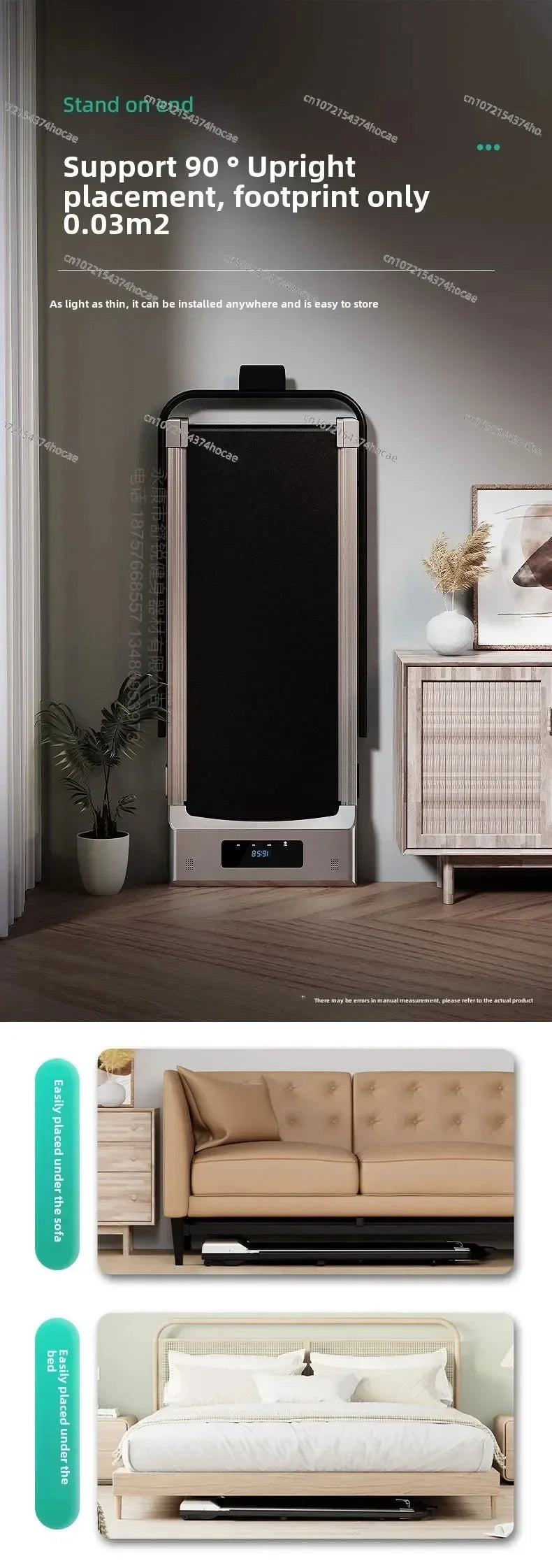 Cama plana doméstica/equipamento de fitness interno silencioso para queima de gordura pequena/tapete dobrável