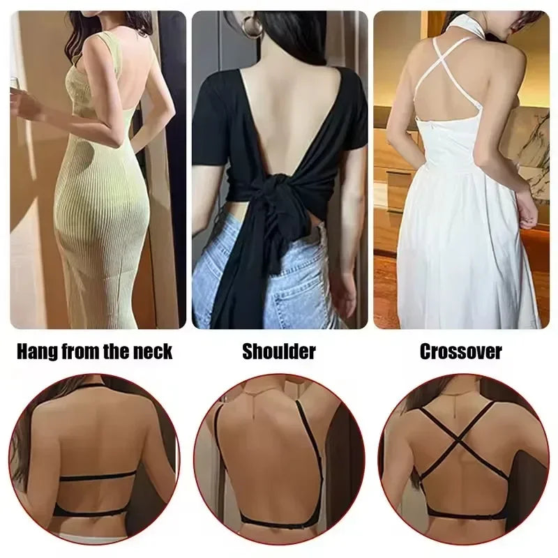 Sutiã invisível feminino profundo u mergulho sutiãs sem costas para vestidos lingerie sexy com alça transparente push up sem alças underwea