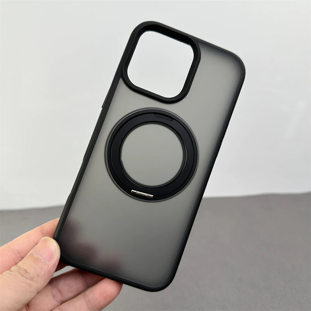 360 °   Rotação de metal anel titular magnético pára-choques caso para iphone 16 pro max 15 14 13 para magsafe carga sem fio capa à prova de choque