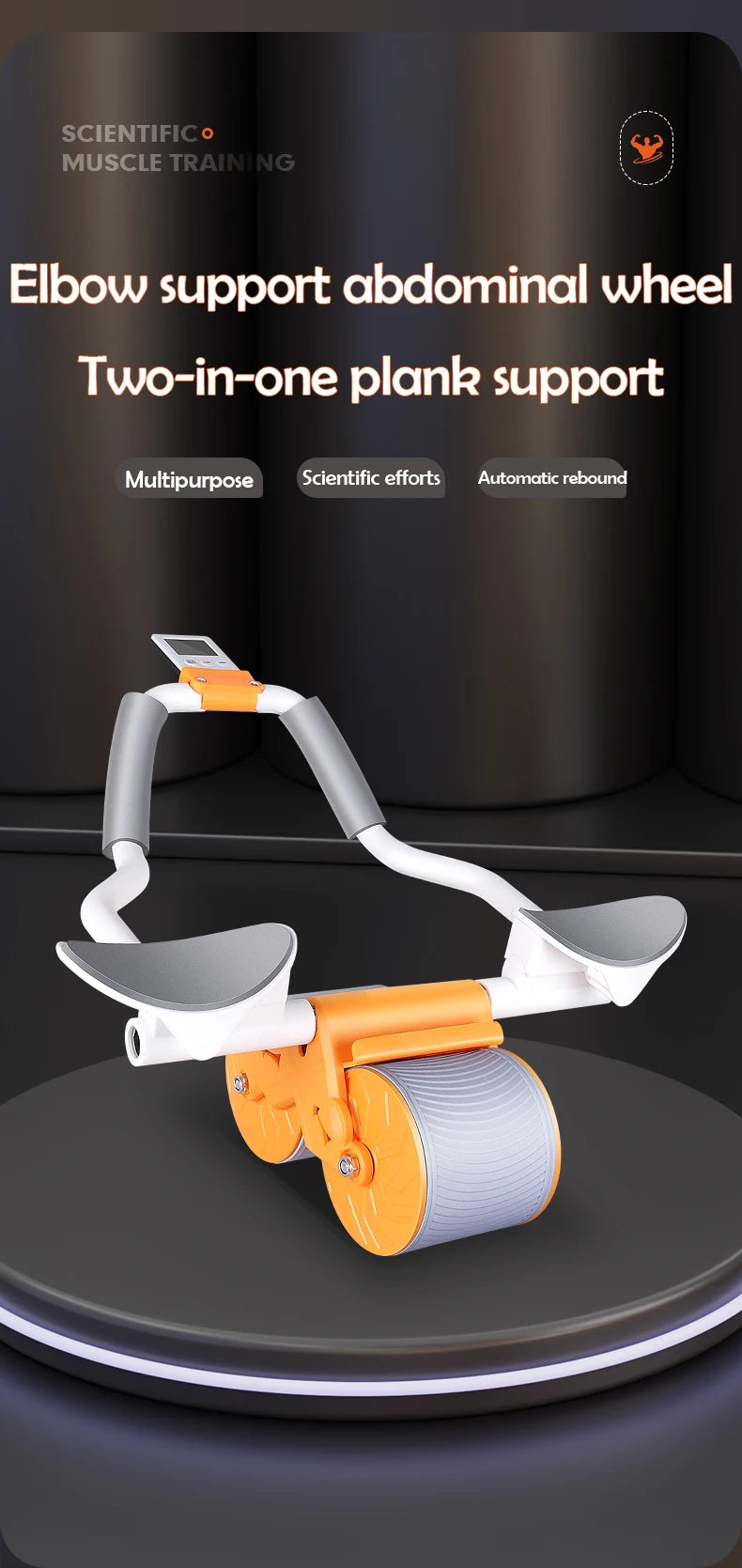 Rebound Automático Roda Abdominal, Core Muscle Ab Trainer, Counter Display, Roda De Exercício De Fitness, Suporte De Cotovelo