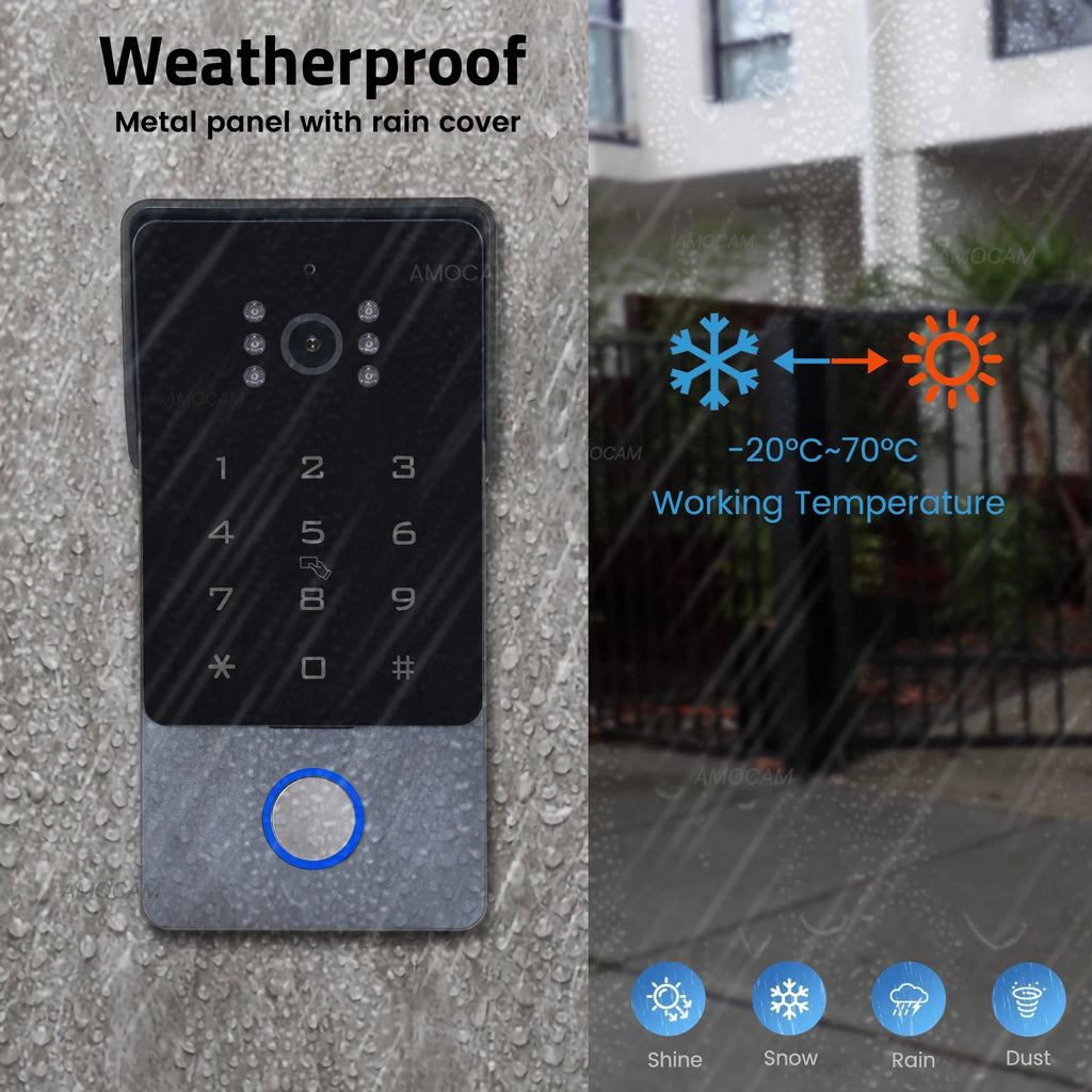2 fios casa inteligente tuya wifi 1080p vídeo porteiro telefone da porta 7 ''monitor de toque vídeo campainha porta câmera sistema segurança