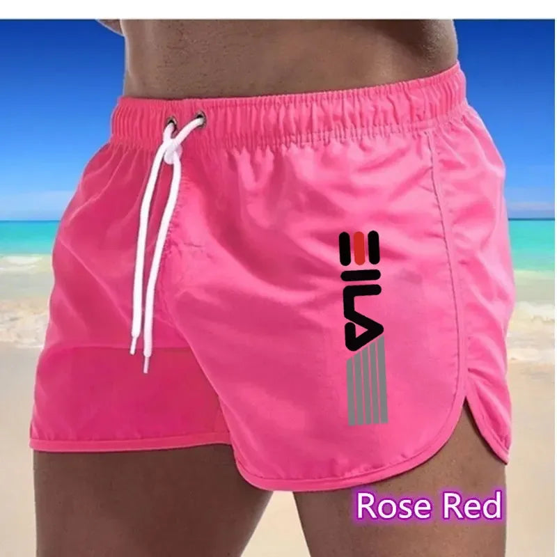 Calções de verão dos homens de secagem rápida calções de banho respirável net secagem rápida surf praia calças de fitness dos homens calções de cintura elástica