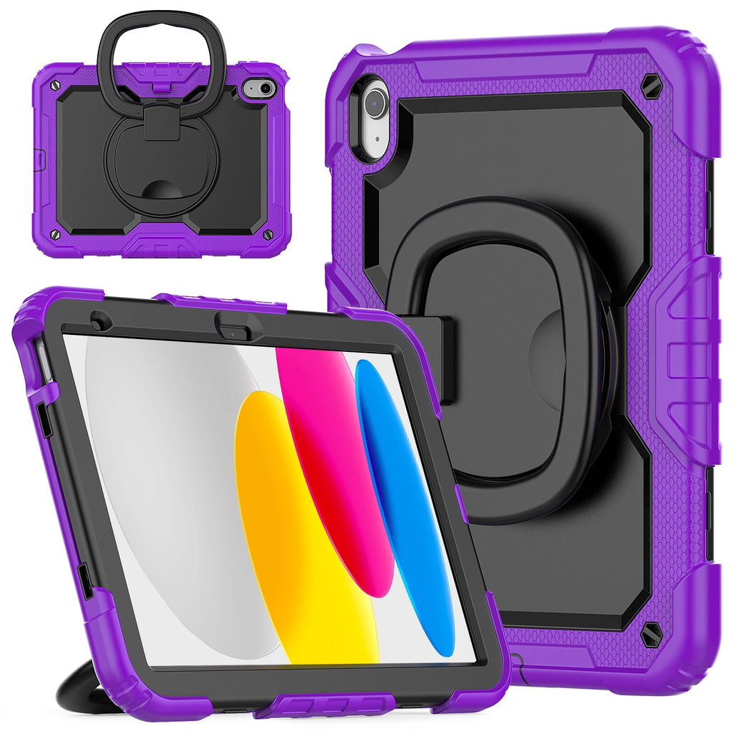 Capa com Alça Universal para iPad A16 2025 11ª Geração 10.9 2022 10ª Geração. Com Alça de Ombro, Suporte Giratório 360°, Capa Híbrida para Crianças