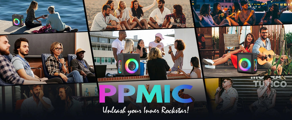 Máquina de karaokê portátil, alto-falante Bluetooth com microfones, sistema PA com 2 microfones de karaokê, luzes de discoteca para festas em casa