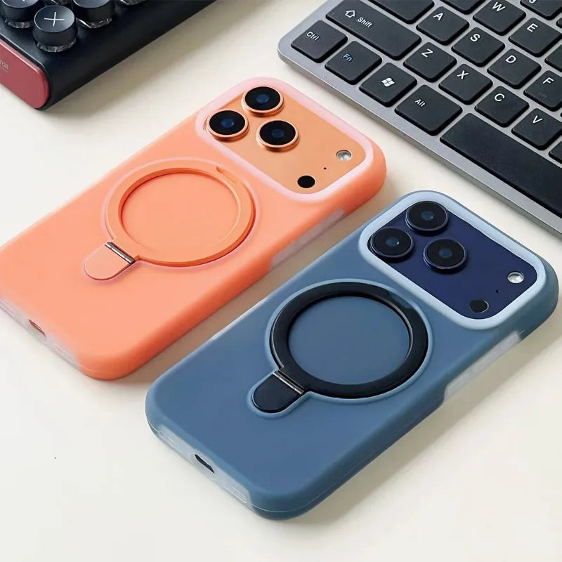 HOCE Liquid Silicone Bracket Magnetic Case For iPhone 17 Air 16 15 14 13 Pro Max With Camera Control Button Shockproof Cover