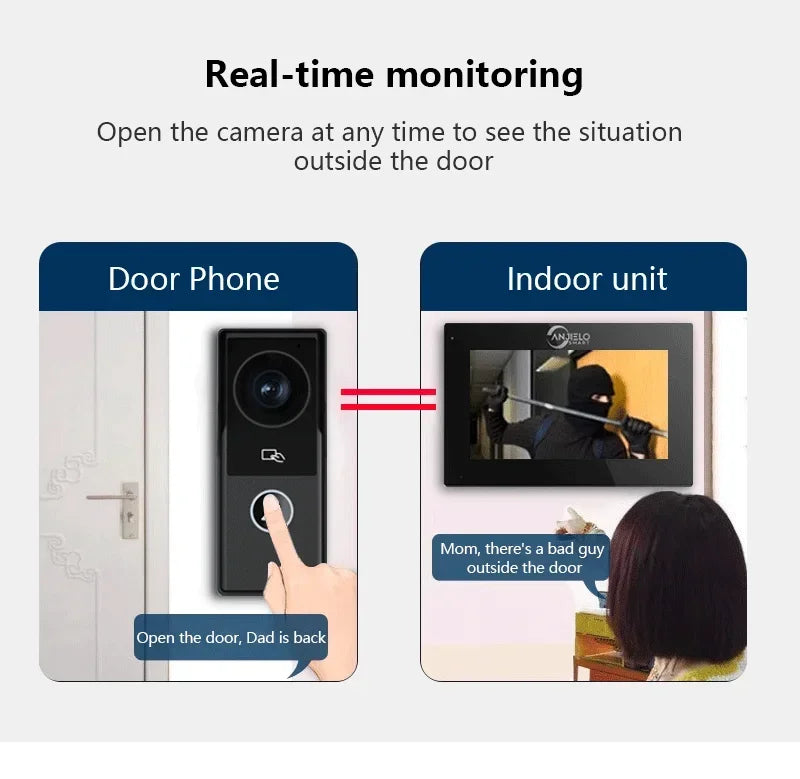 Tuya inteligente 1080p 2 fios visiophone campainha sistema de vídeo porteiro para casa metal porta telefone suporte câmera ip proteção segurança
